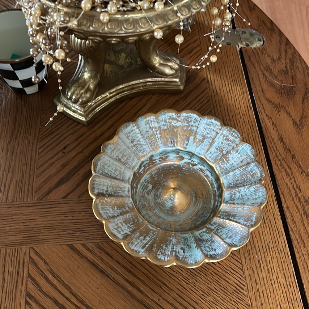 Vintage Stangl Pottery 24k Antique Gold Decorative Flower Bowl